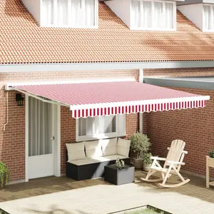 vidaXL Store Rétractable Automatique Rayé Rouge et Blanc 400x300 cm pas cher