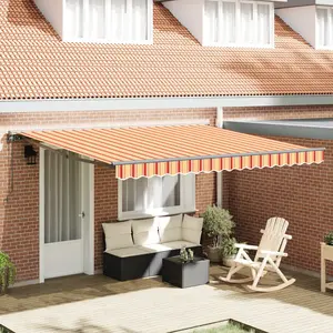 vidaXL Auvent Rétractable Jaune et Orange 400x300 cm Polyester pas cher