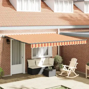 vidaXL Auvent rétractable manuel jaune et orange 400x300 cm pas cher