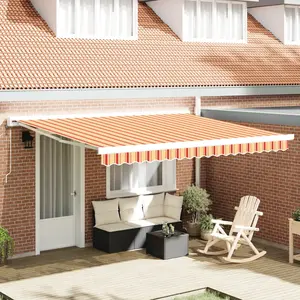 vidaXL Auvent Rétractable Automatique Jaune et Orange 400x300 cm pas cher