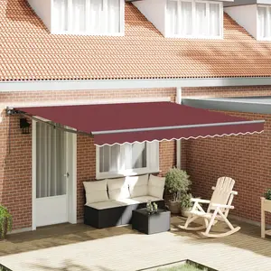 vidaXL Auvent Rétractable Rouge bordeaux 400x300 cm Polyester et métal pas cher