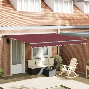 vidaXL Auvent semi-cassette électrique Rouge bordeaux 400x300 cm