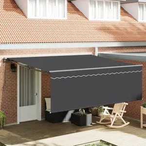 vidaXL Auvent Rétractable Gris 400 × 300 cm Aluminium, tissu pas cher