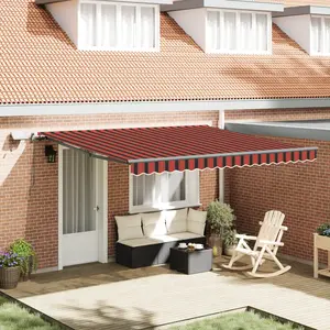 vidaXL Vidaxl Auvent Manuel Rétractable Avec Led Orange Et Marron 400x300 Cm pas cher