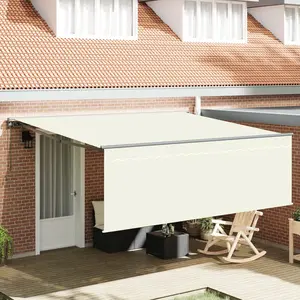 vidaXL Auvent Rétractable Beige 400 × 300 cm Polyester pas cher