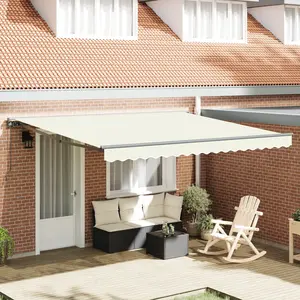 vidaXL Auvent Rétractable Crème 400x300 cm Polyester et Aluminium pas cher