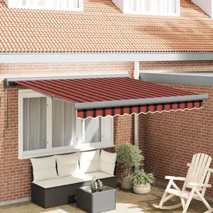 vidaXL Store Rétractable Manuel Orange et Marron 350x250 cm pas cher