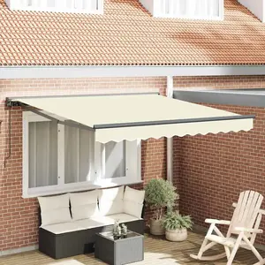 vidaXL Auvent Rétractable Crème 350x250 cm tissu pas cher