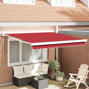 vidaXL Auvent rétractable automatique rouge 300x250 cm pas cher