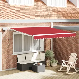 vidaXL Store rétractable manuel avec LED Rouge 300x250 cm pas cher