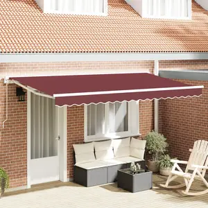 vidaXL Auvent Rétractable Bordeaux 350x200 cm pas cher