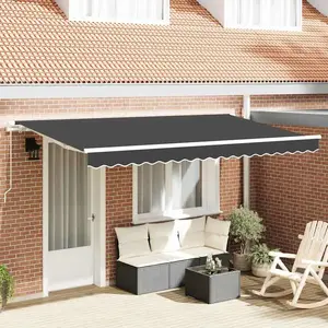 vidaXL Auvent Rétractable Anthracite 350 x 200 cm tissu pas cher