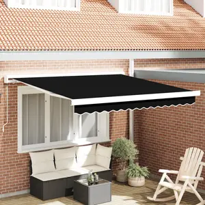 vidaXL Auvent Rétractable Manuel Noir 350x250 cm pas cher
