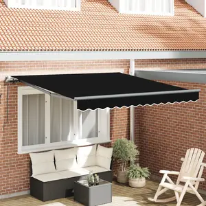 vidaXL Store Rétractable Manuel Noir 350x250 cm pas cher