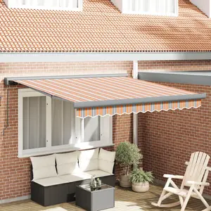 vidaXL Auvent rétractable manuel rayé multicolore 350x250 cm pas cher
