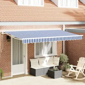 vidaXL Auvent Rétractable Bleu et Blanc 400x200 cm pas cher