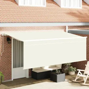 vidaXL Auvent Rétractable Crème Blanc Marron 400 x 200 cm pas cher