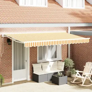 vidaXL Auvent Rétractable Jaune et blanc 400x200 cm pas cher