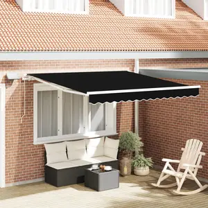Comparateur de prix : vidaXL Store Manuel Rétractable avec LED Noir 300x250 cm