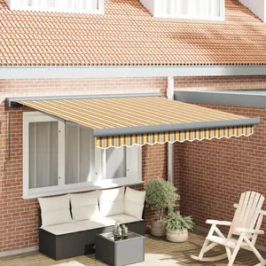 vidaXL Store Rétractable Manuel Rayures Multicolores 300x250 cm pas cher