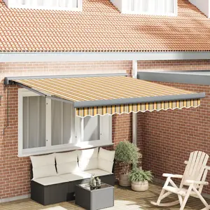 vidaXL Auvent rétractable automatique multicolore rayé 300x250 cm pas cher
