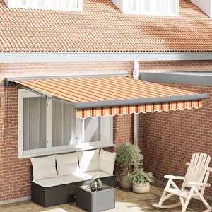 vidaXL Auvent rétractable automatique Jaune et Orange 300x250 cm pas cher