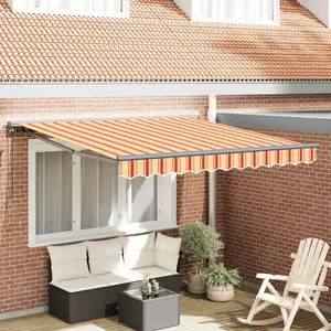 vidaXL Vidaxl Auvent Rétractable Manuel Jaune Et Orange 300x250 Cm