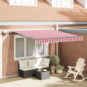 vidaXL Store manuel rétractable avec LED rouge et blanc 300x250 cm pas cher