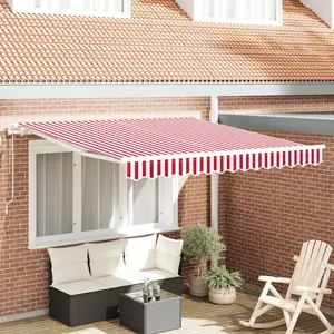 vidaXL Store Rétractable Automatique Rouge et Blanc 300x250 cm pas cher