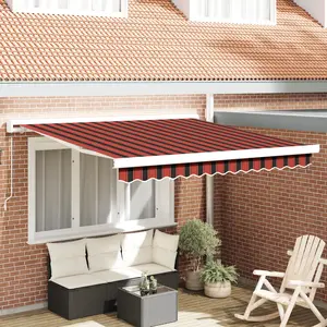vidaXL Auvent Manuel Rétractable Orange et Marron 300x250 cm pas cher