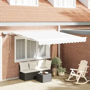 vidaXL Auvent Rétractable Manuel avec LED Blanc 300x250 cm pas cher