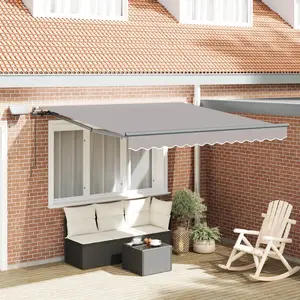 vidaXL Store rétractable manuel avec LED gris clair 300x250 cm pas cher