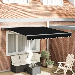 vidaXL Auvent Rétractable Noir 300x250 cm Polyester pas cher