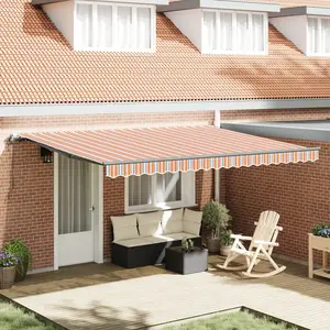 vidaXL Auvent Rétractable Multicolore 450 × 300 cm Tissu et Aluminium pas cher