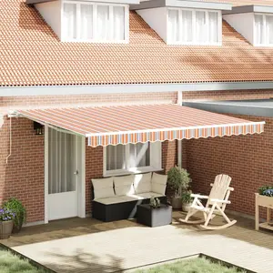 vidaXL Store manuel rétractable à rayures multicolores 450x300 cm pas cher