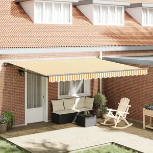 vidaXL Auvent Rétractable Orange et Blanc 450x300 cm pas cher