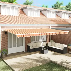 vidaXL Auvent automatique rétractable Jaune et Orange 600x300 cm pas cher