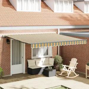 vidaXL Store rétractable manuel vert et jaune 400x300 cm pas cher