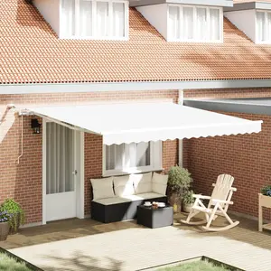 vidaXL Auvent Rétractable Blanc 400 × 350 cm Polyester et métal