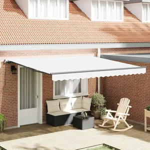 vidaXL Store Manuel Rétractable Blanc 400x350 cm pas cher