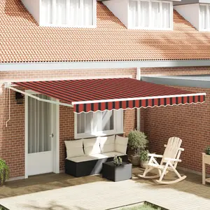 vidaXL Auvent Rétractable Manuel avec LED Jaune et Orange 400x350 cm pas cher
