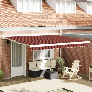 vidaXL Auvent rétractable manuelle jaune et orange 400x350 cm pas cher