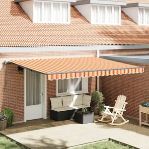vidaXL Auvent Rétractable Automatique Jaune et Orange 450x350 cm pas cher