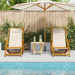 vidaXL Chaise de plage avec coussin 2 pcs Marron 61.5 x 123 x 82cm pas cher