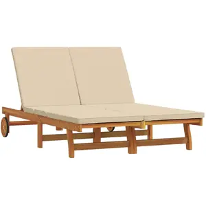 vidaXL Transat Double Vidaxl Avec Des Roues Et Un Coussin En Bois D'acacia pas cher