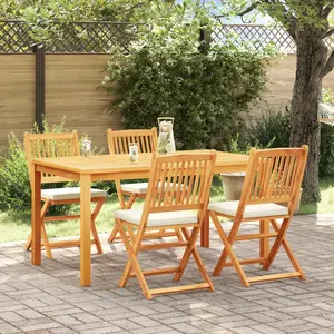vidaXL Chaises De Jardin Pliantes Vidaxl Avec Coussin Blanc 4pcs En Bois D'acacia pas cher