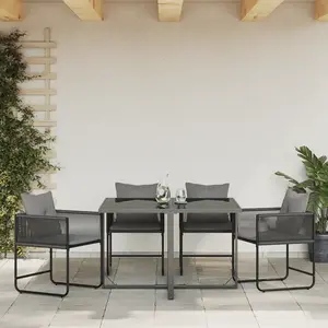 vidaXL Chaises De Jardin Vidaxl Avec Coussins 4 Pcs Noir Poly Rattan pas cher