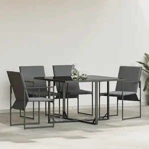 vidaXL Chaise avec coussin 4 pcs Noir et anthracite Textilène pas cher