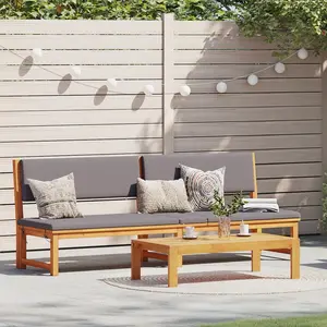 vidaXL Vidaxl Chaise Longue Grise Avec Bois Naturel pas cher