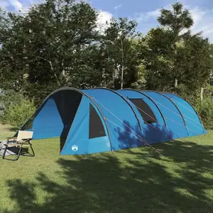 vidaXL Tente tunnel avec toit Bleu et gris 778 x 356 x 210 cm pas cher